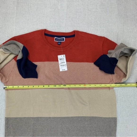 Club Room Mens Striped Lightweight Sweater Orange Combo L - Picture 8 of 9